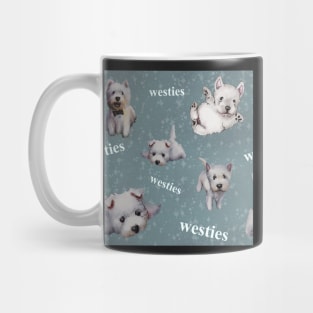 Westies mom blue pattern Mug